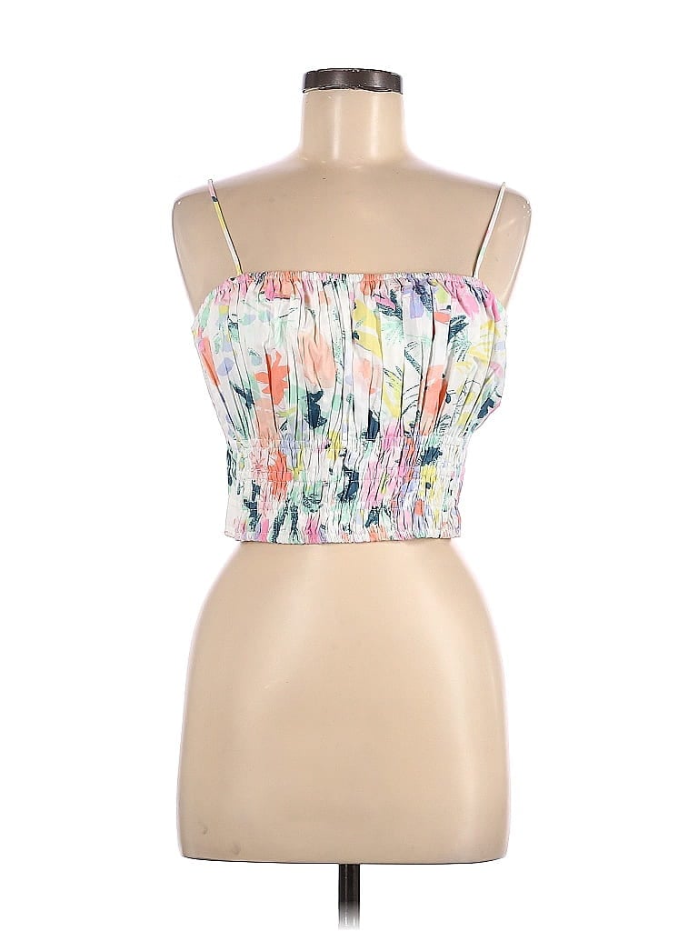 Abercrombie & Fitch Floral Multi Color White Sleeveless Blouse Size M ...