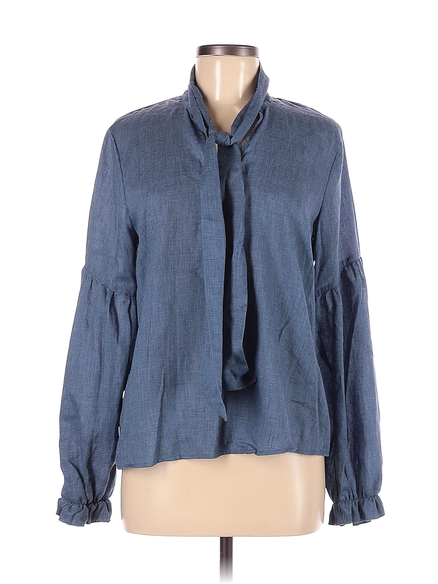 Amadi Blue Long Sleeve Blouse Size M - 83% off | ThredUp