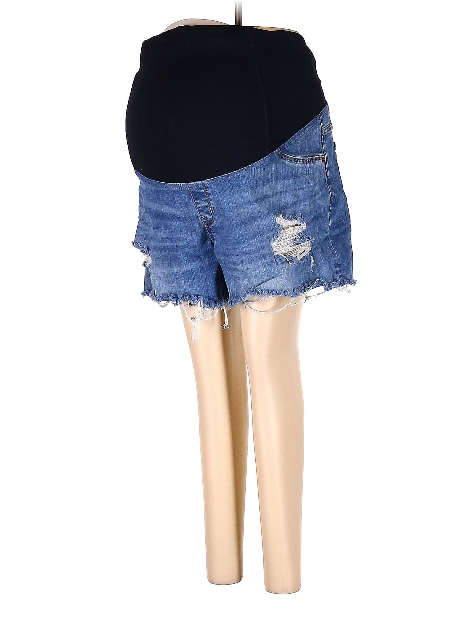 Isabel Maternity Solid Blue Denim Shorts Size 14 (Maternity) 50 off
