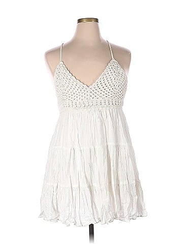 Aerie 100% Cotton Solid White Casual Dress Size XL - 62% off