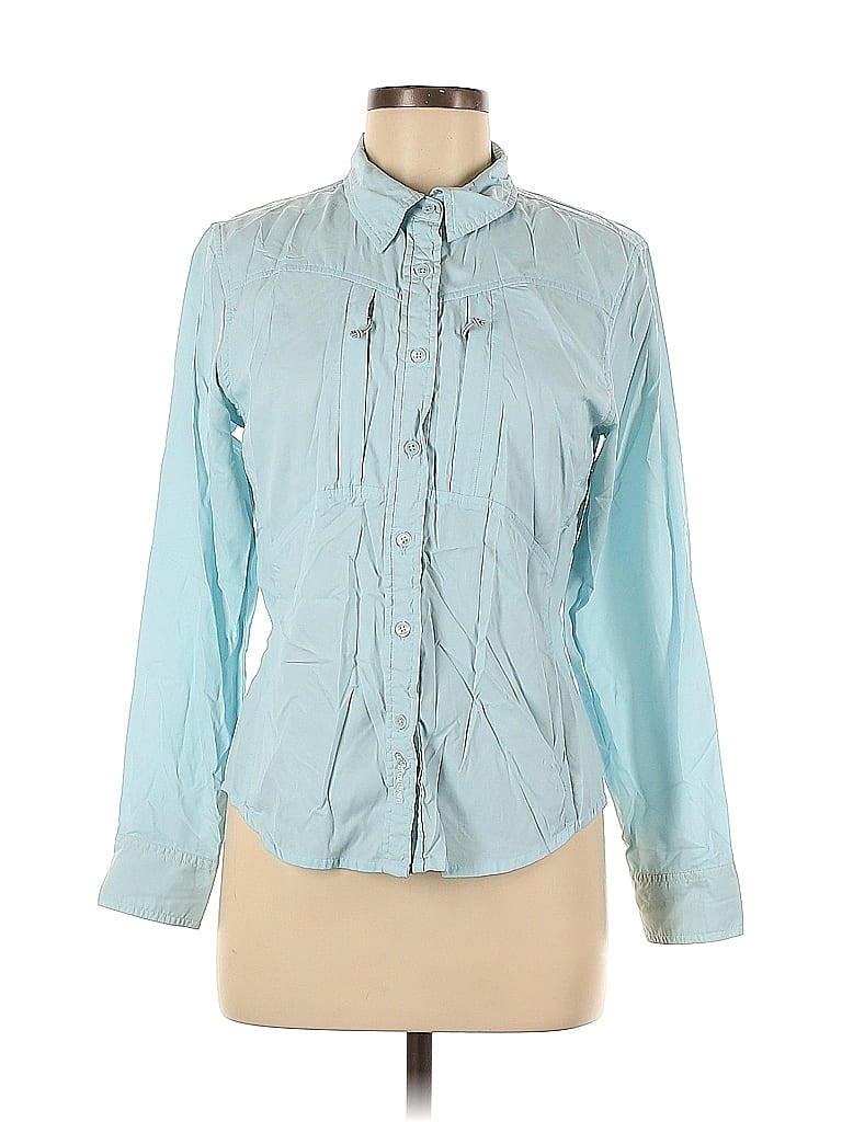 Cloudveil 100% Nylon Blue Long Sleeve Button-Down Shirt Size M - photo 1