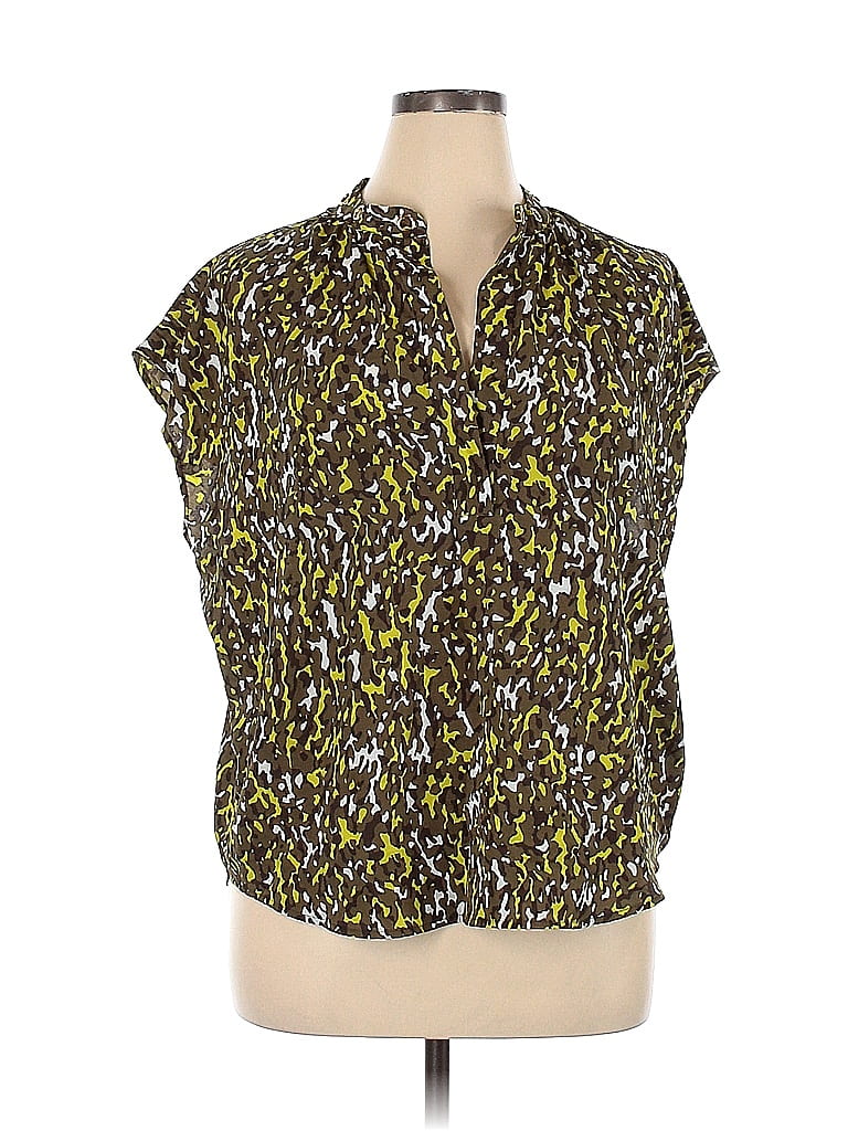 Michael Michael Kors 100 Polyester Green Short Sleeve Blouse Size Xl