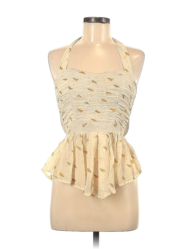 Adriano Goldschmied 100% Silk Ivory Sleeveless Silk Top Size M - 85% ...