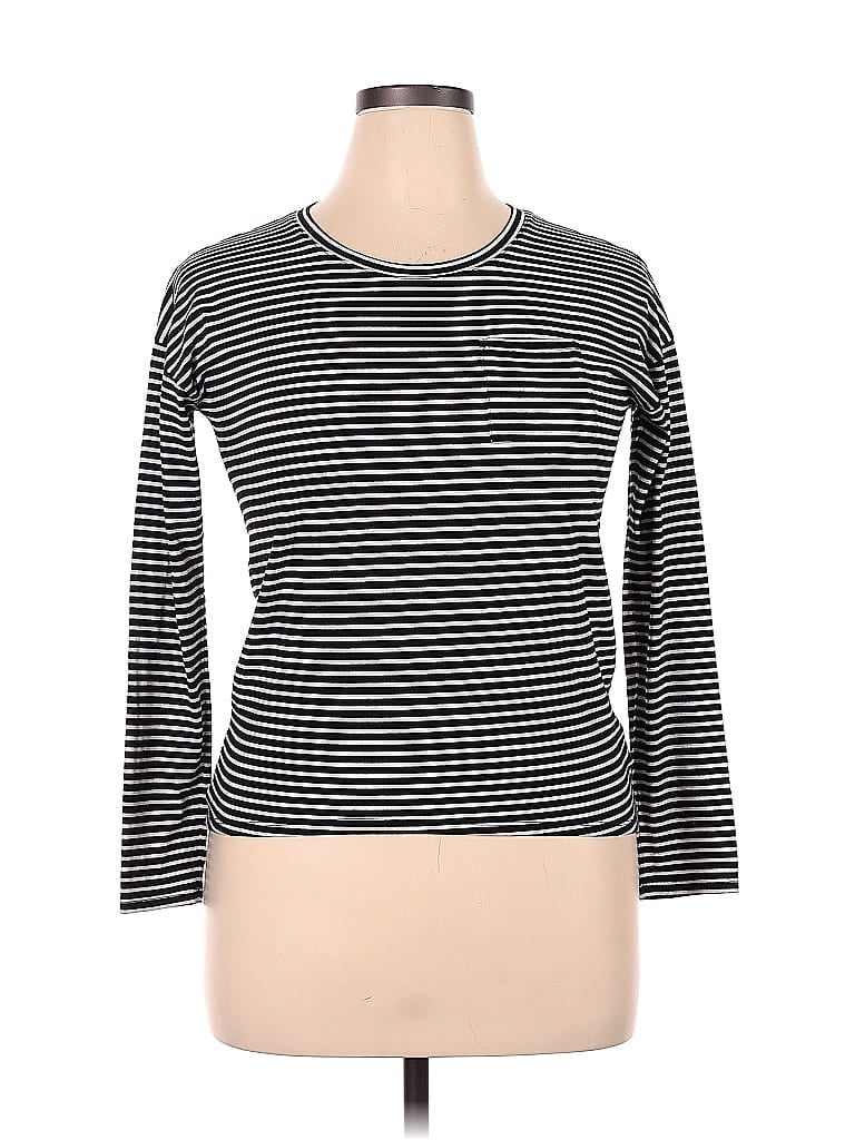 Mudd Stripes Black Long Sleeve T-Shirt Size 16 - photo 1