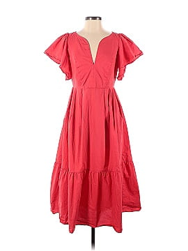 Marissa Webb Collective Red V-Neck Midi Dress (view 1)