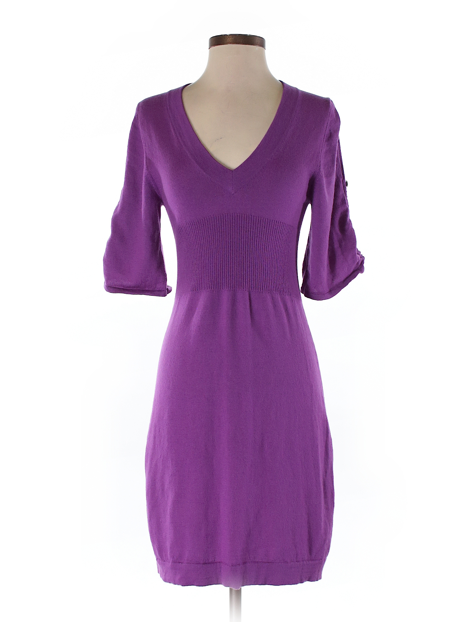 Banana Republic 100% Merino Extra Fine Wool Solid Purple Wool Dress 