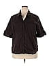 A.L.C. Solid Brown Short Sleeve Button-Down Shirt Size 2X (Plus) - photo 1