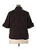 A.L.C. Solid Brown Short Sleeve Button-Down Shirt Size 2X (Plus) - photo 2