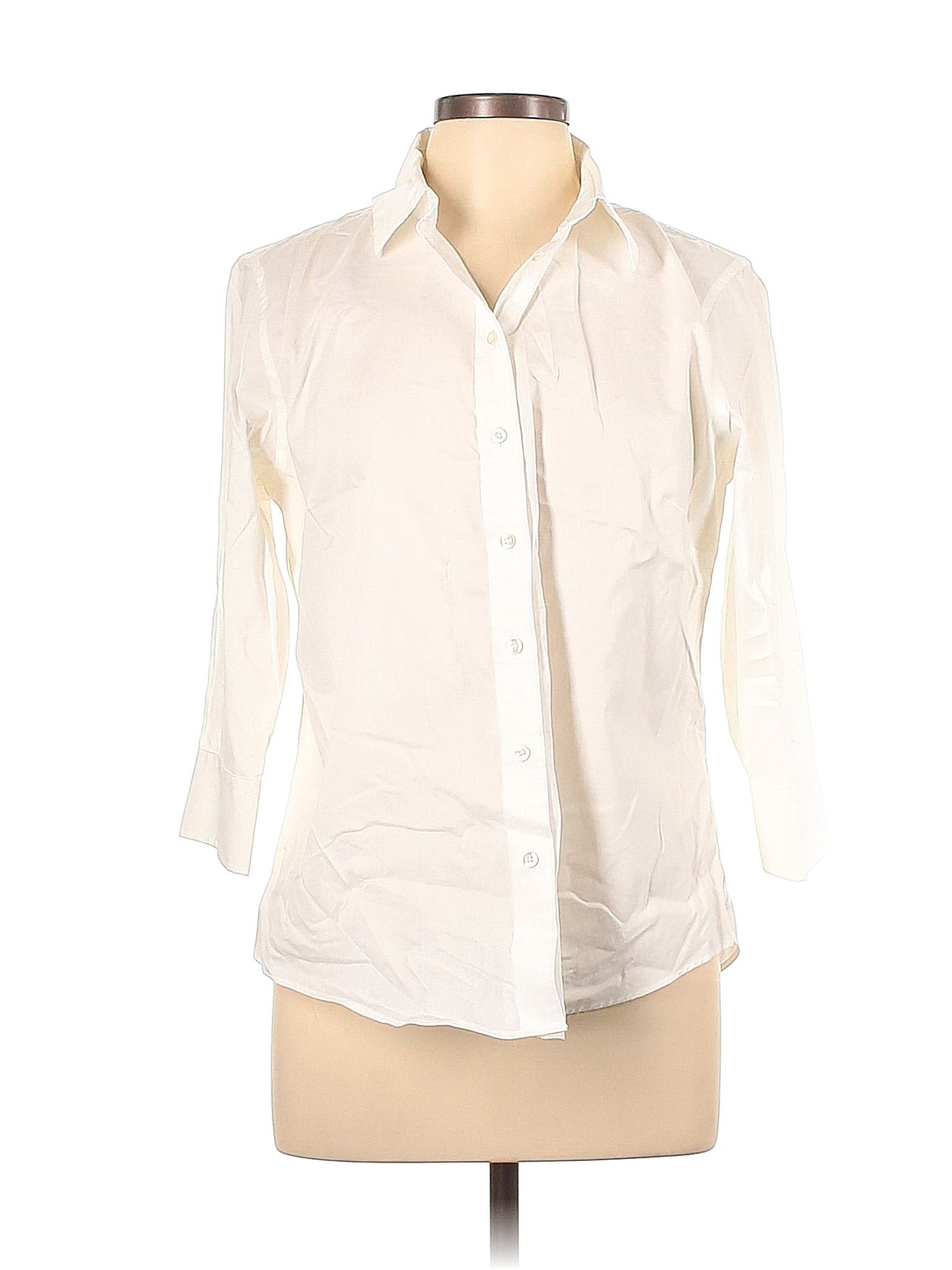 KIRKLAND Signature Tropical White Ivory Long Sleeve ButtonDown Shirt