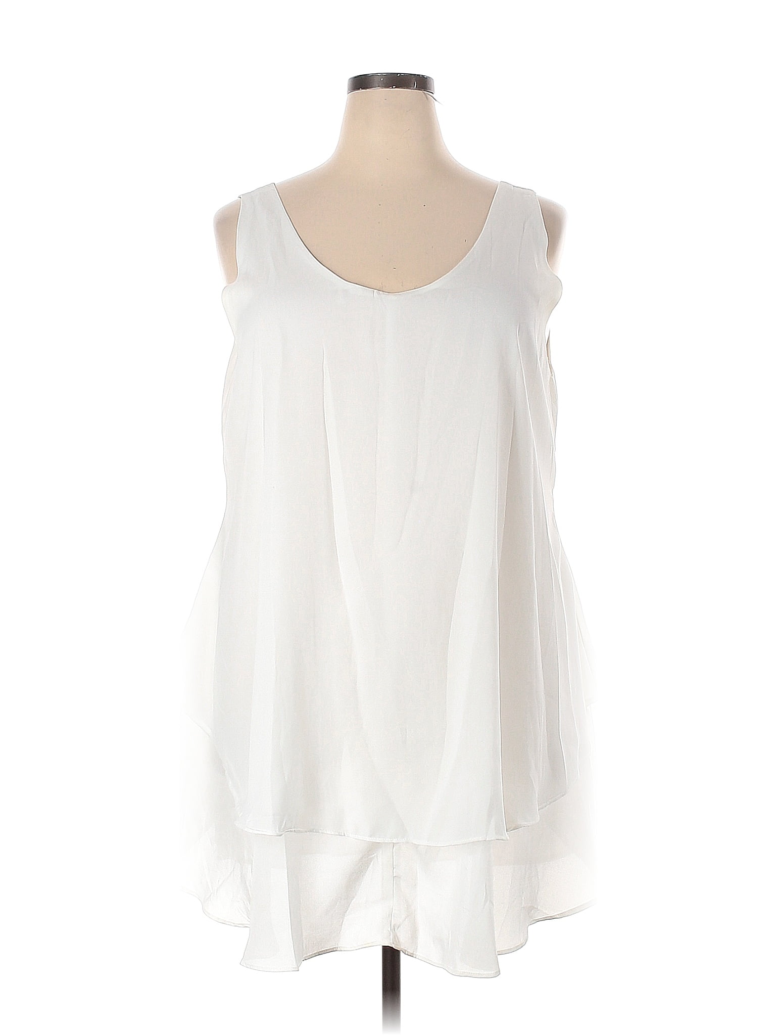 Reborn 100% Polyester Solid White Sleeveless Blouse Size 2X (Plus) - 51 ...