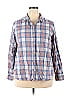 Old Navy 100% Cotton Checkered-gingham Plaid Blue White Long Sleeve Button-Down Shirt Size XXL - photo 1