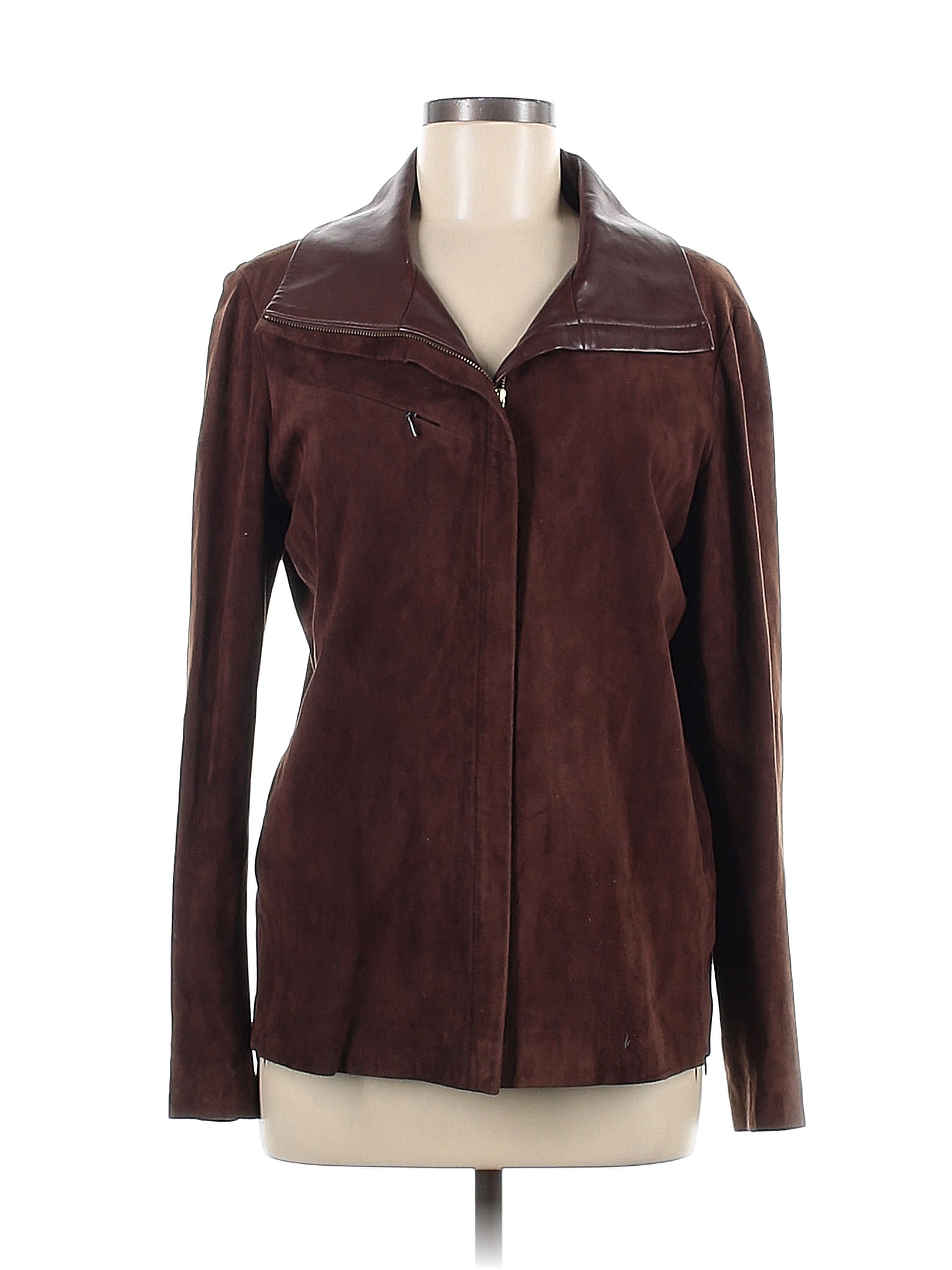 Sibylle Lyn Solid Brown Faux Leather Jacket Size 8 - 63% off | thredUP