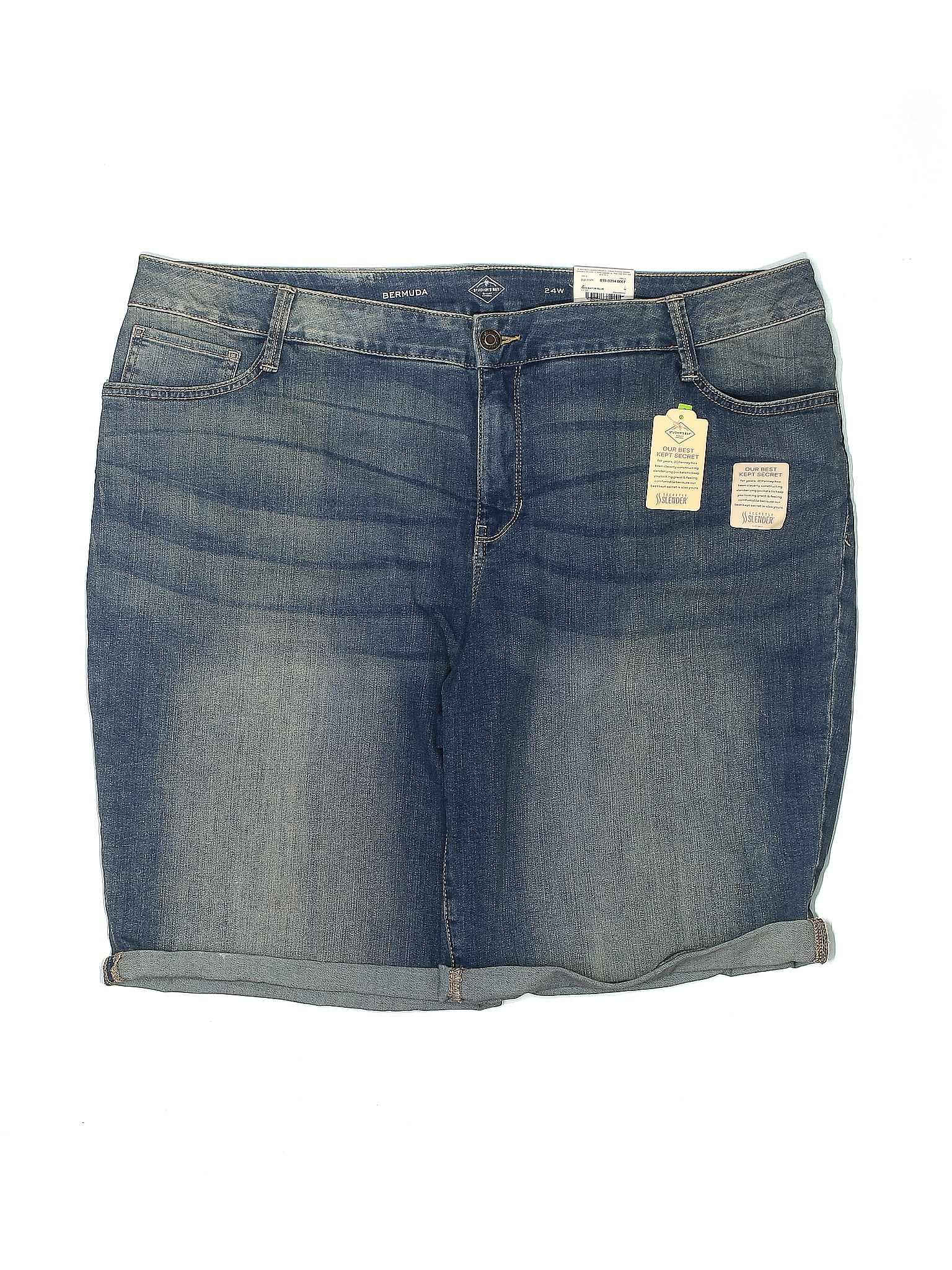 St. John's Bay Solid Blue Denim Shorts Size 24 (Plus) - 50% off | thredUP