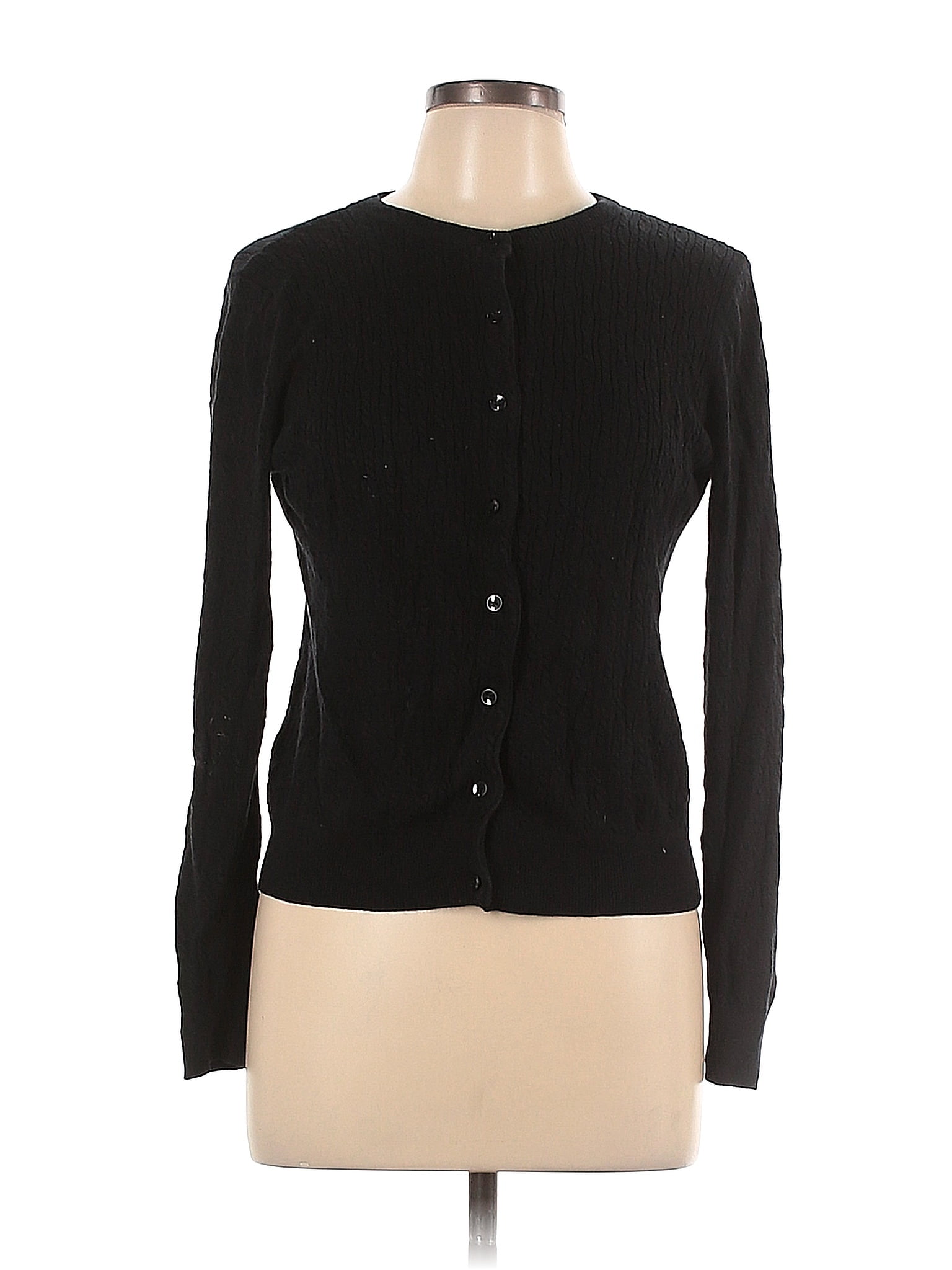 Liz Claiborne Color Block Solid Black Cardigan Size L (Petite) - 59% ...