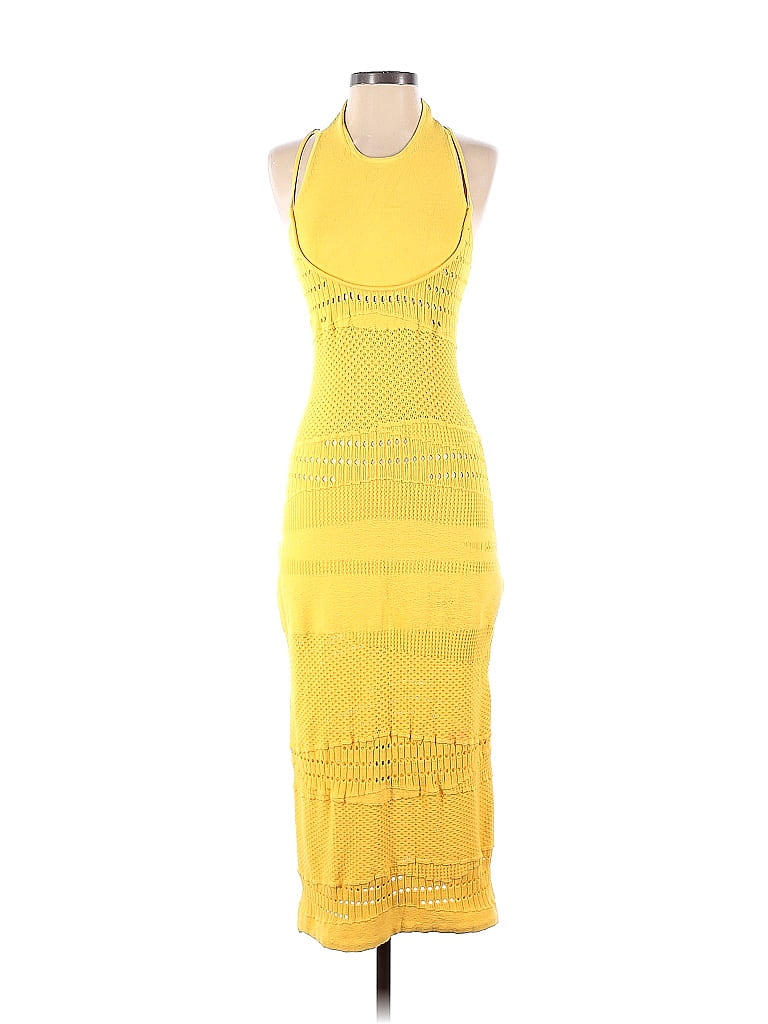 Esteban Cortazar Collective Solid Yellow Crochet Midi Dress Size S - 62 ...