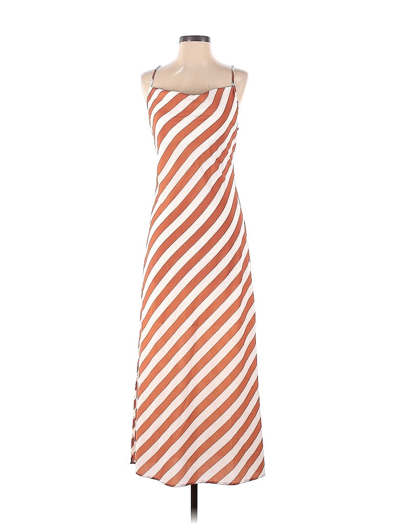 Slate & Willow 100% Polyester Stripes Multi Color Brown Copper Stripe Slip Dress Size S - photo 1