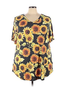 T-shirt Lularoe Taille L - Imprimé Floral Orange Vert Rouge - Occasion Très Bon état