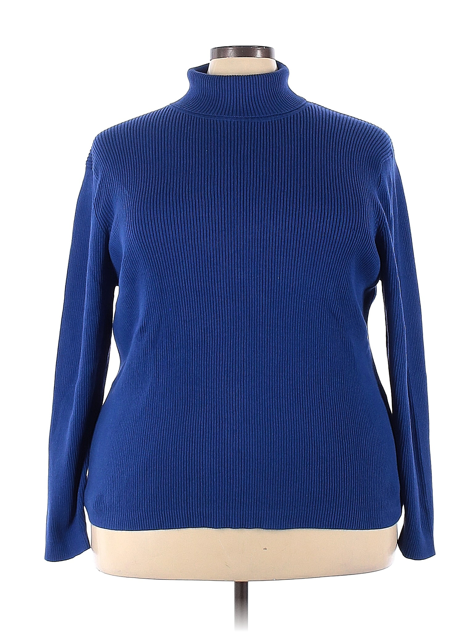 Appleseeds 100 Cotton Color Block Solid Blue Turtleneck Sweater Size