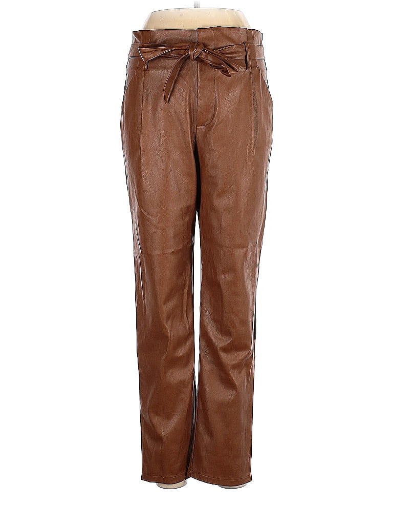 Lucy Paris 100% Polyester Solid Brown Casual Pants Size L - photo 1