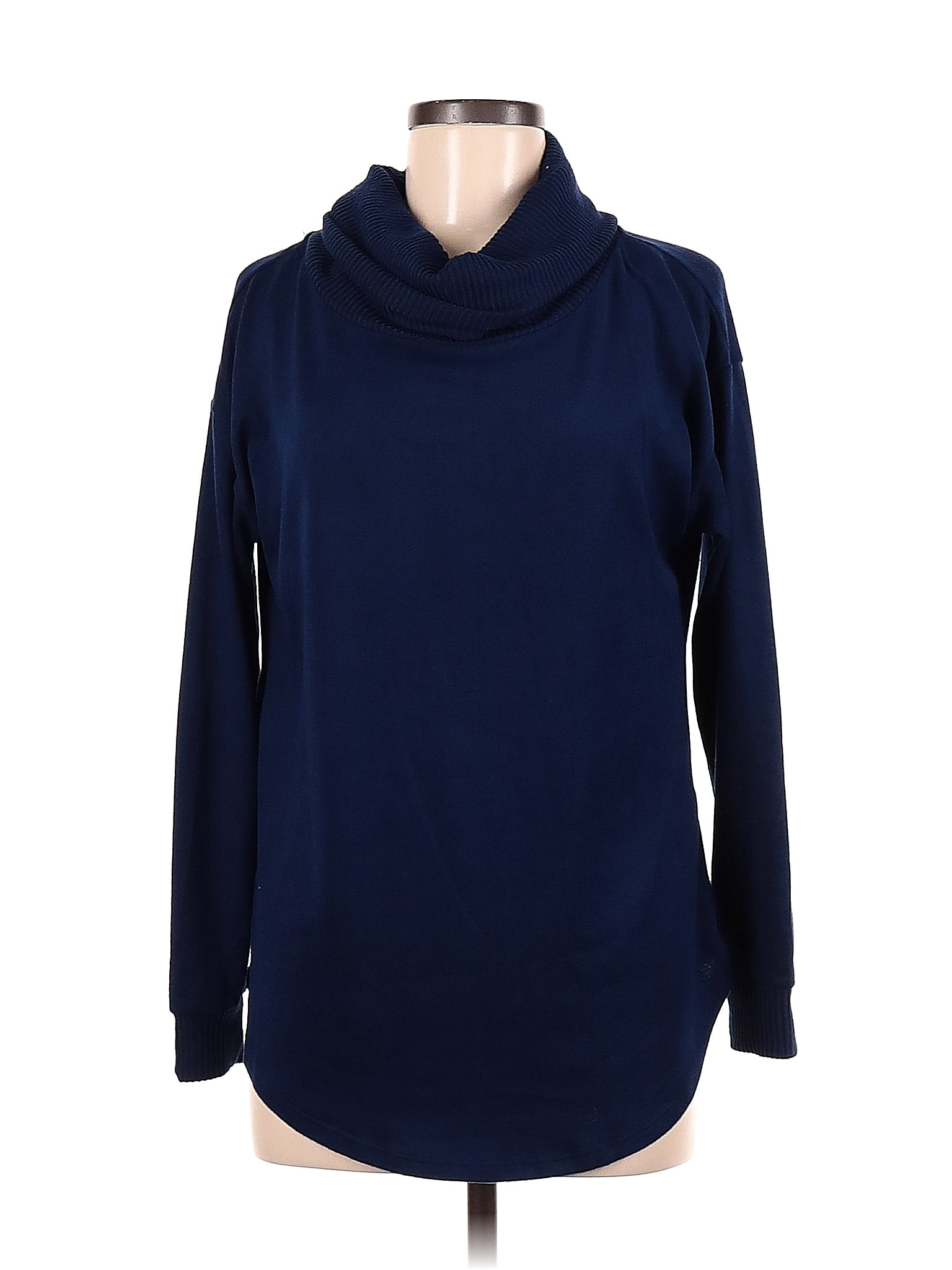 St. John's Bay Color Block Solid Navy Blue Turtleneck Sweater Size M ...