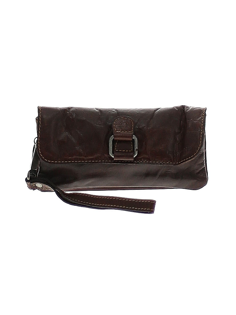 Jack Georges 100% Leather Solid Brown Leather Wristlet One Size - 77% ...