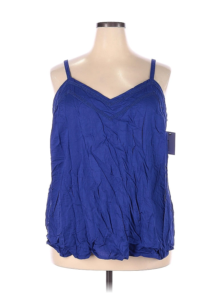 Sonoma Goods for Life 100% Rayon Solid Blue Sleeveless Blouse Size 2X ...