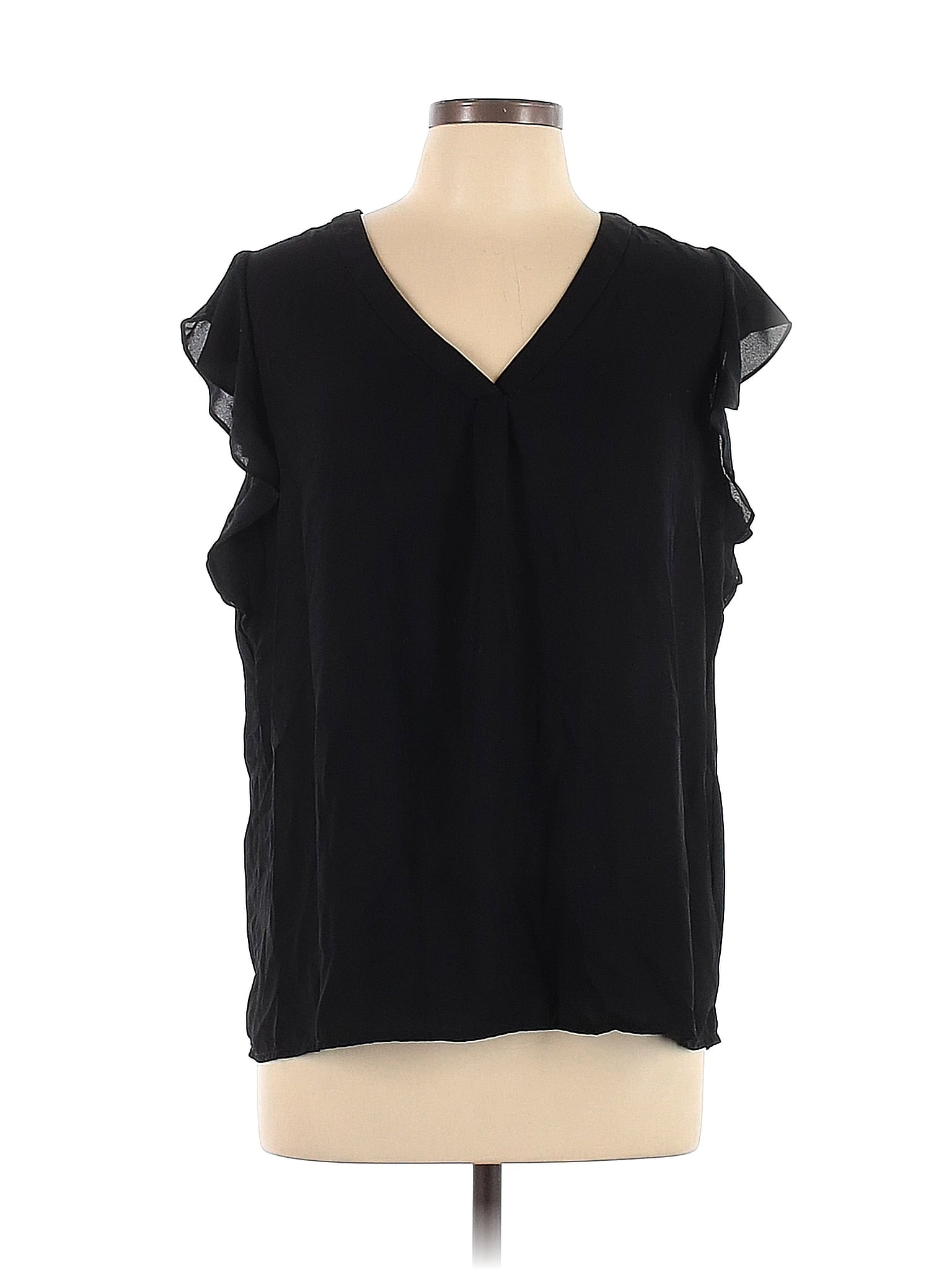 Philosophy Republic Clothing 100% Polyester Black Short Sleeve Blouse ...