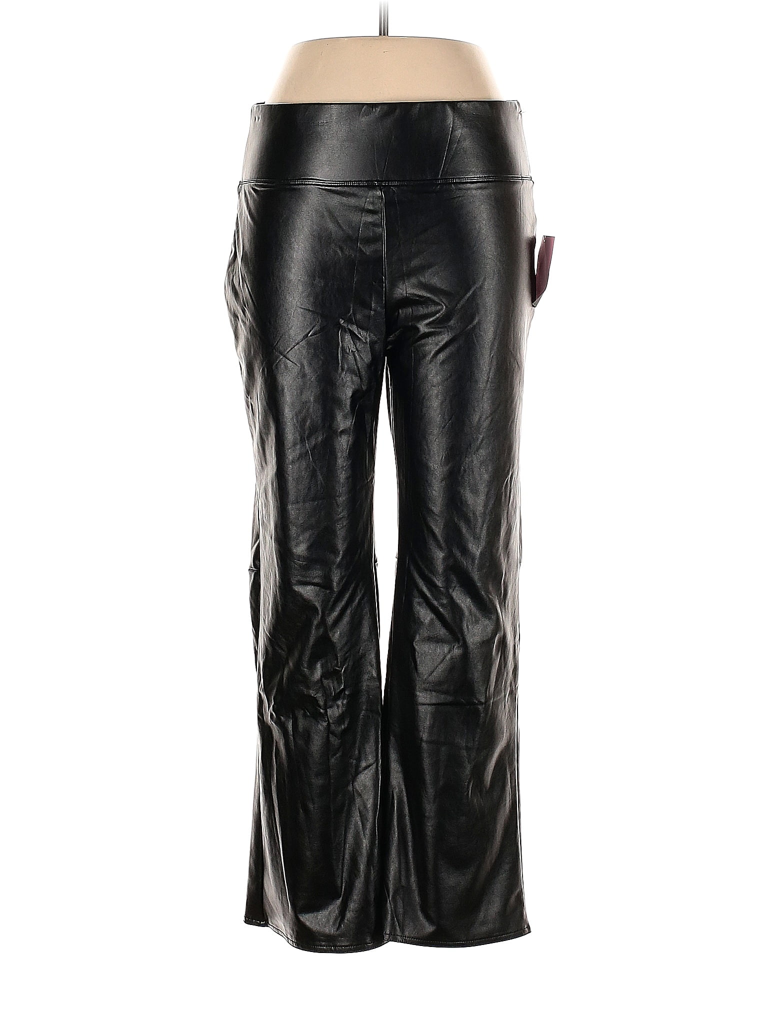 Vince Camuto Solid Black Faux Leather Pants Size L - 69% off | thredUP