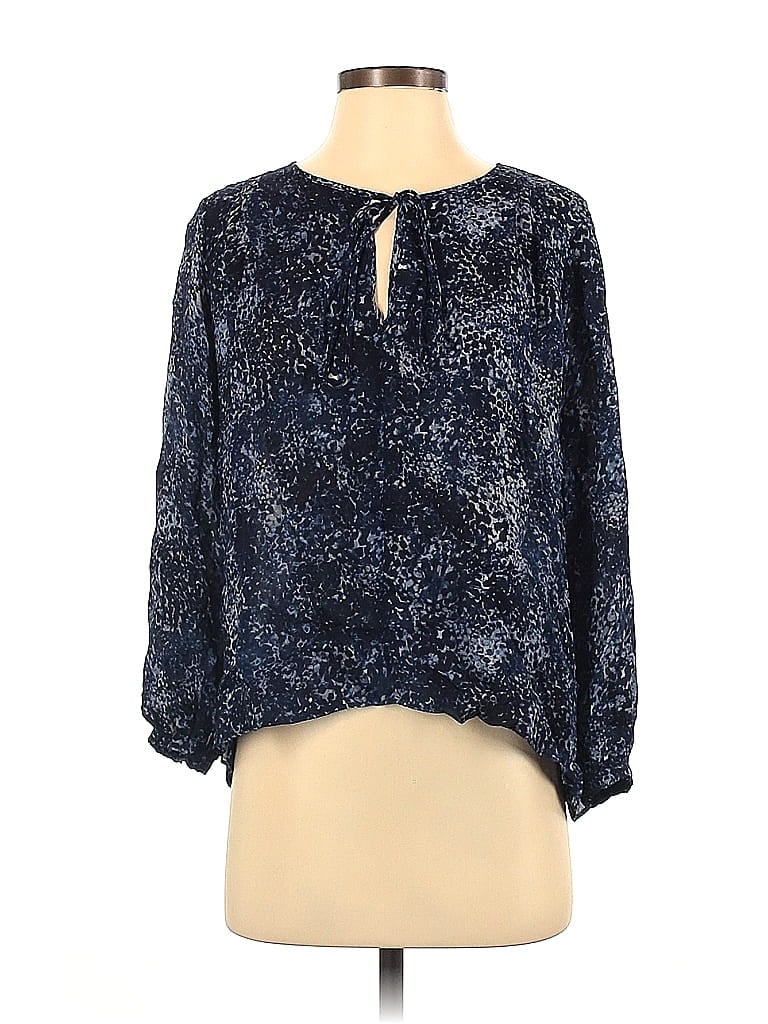 Parker 100% Silk Blue Long Sleeve Silk Top Size S - 83% off | thredUP
