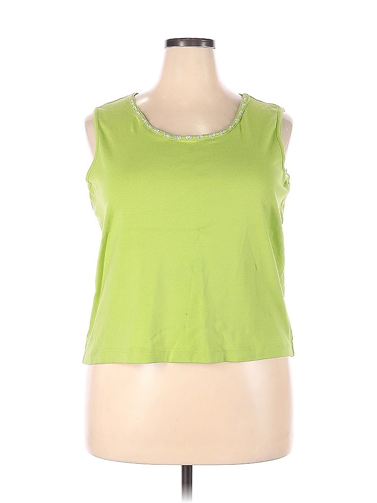 Natalie & Me 100% Cotton Green Sleeveless Blouse Size 2X (Plus) - photo 1