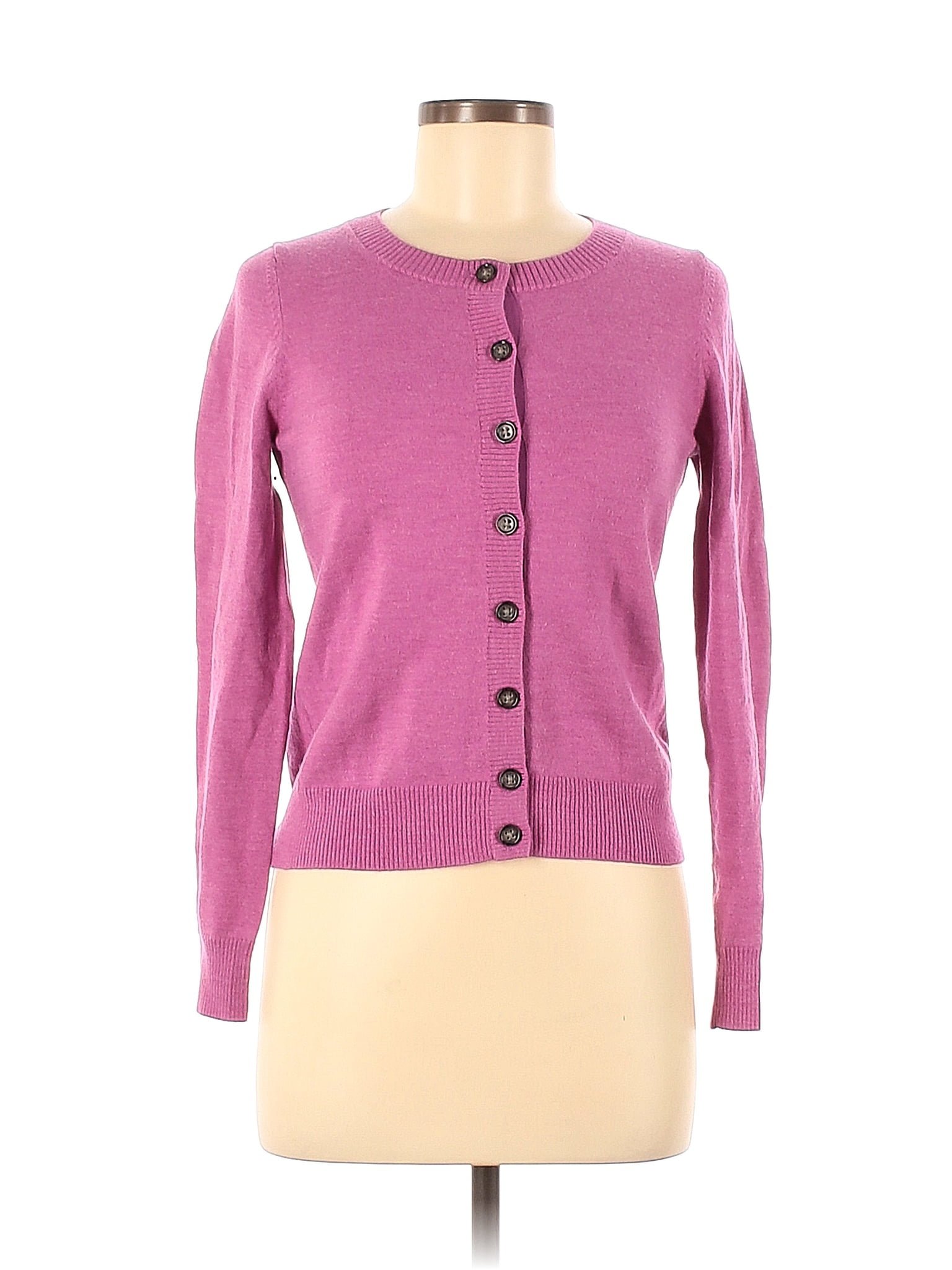 Banana Republic Color Block Solid Pink Purple Wool Cardigan Size S 74