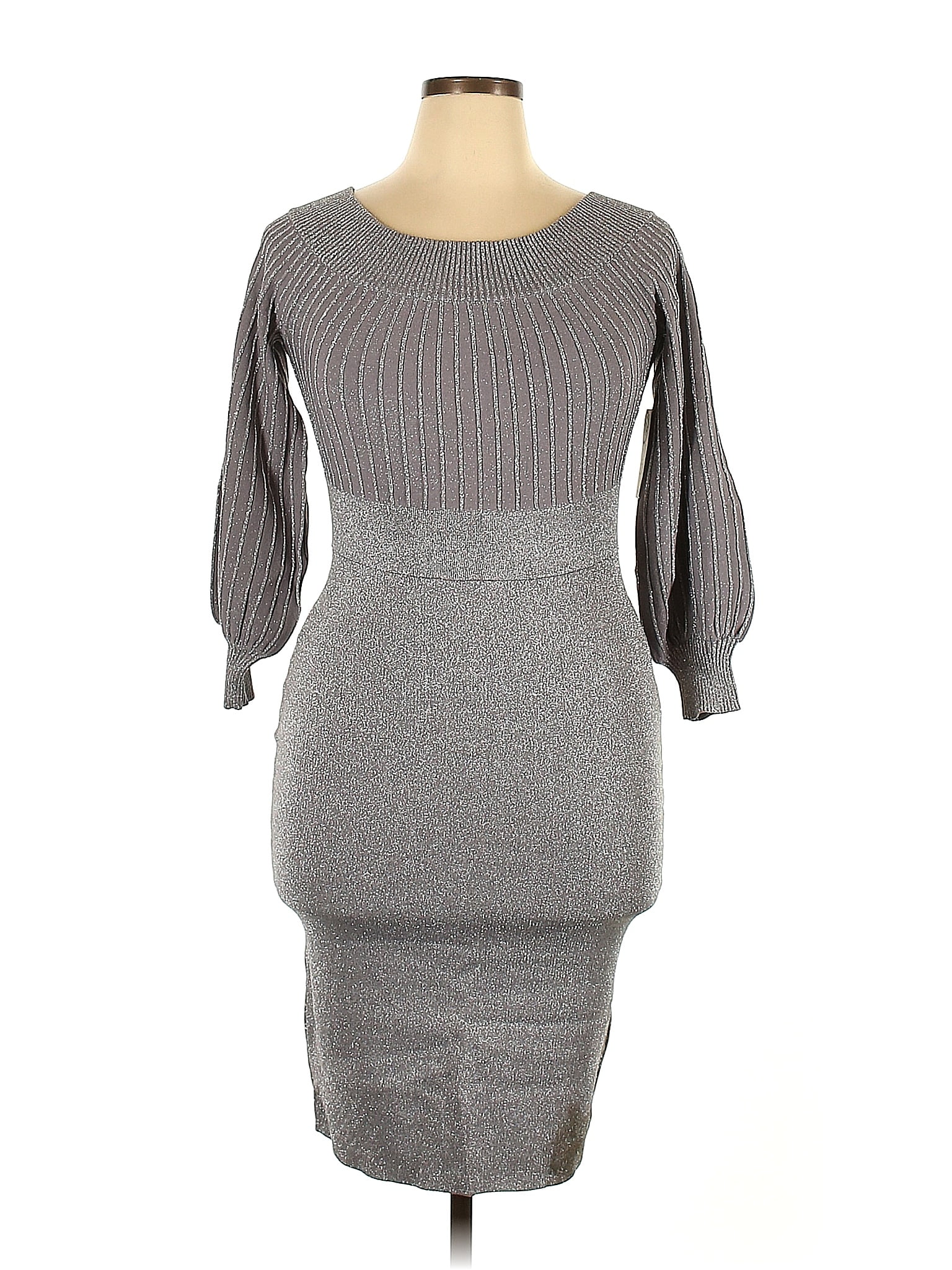 FASHION TO FIGURE Gray Casual Dress Size 0X Plus (0) (Plus) - 65% off ...