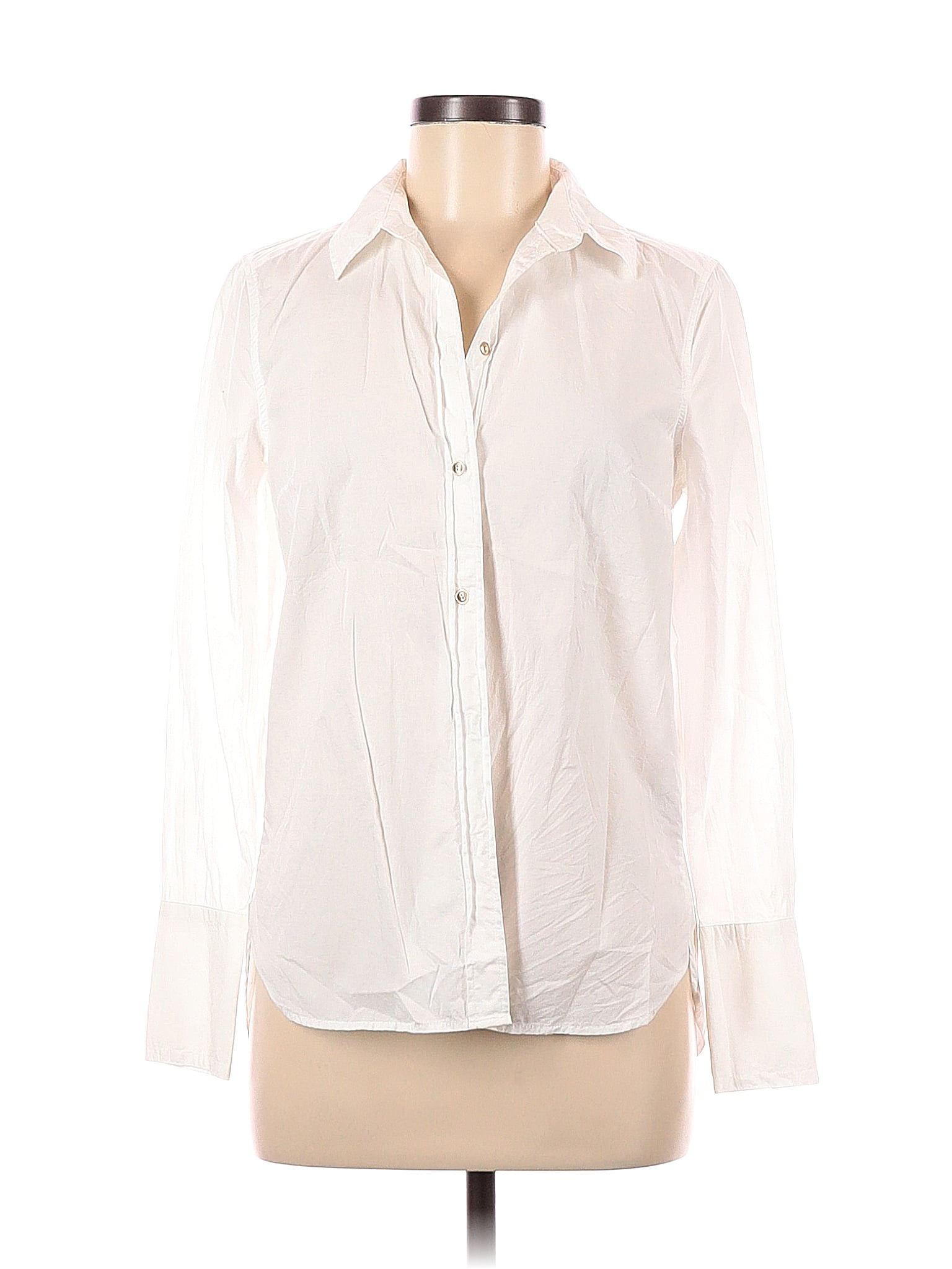 H&M 100% Baumwolle Solid White Long Sleeve Blouse Size 8 - 66% off ...