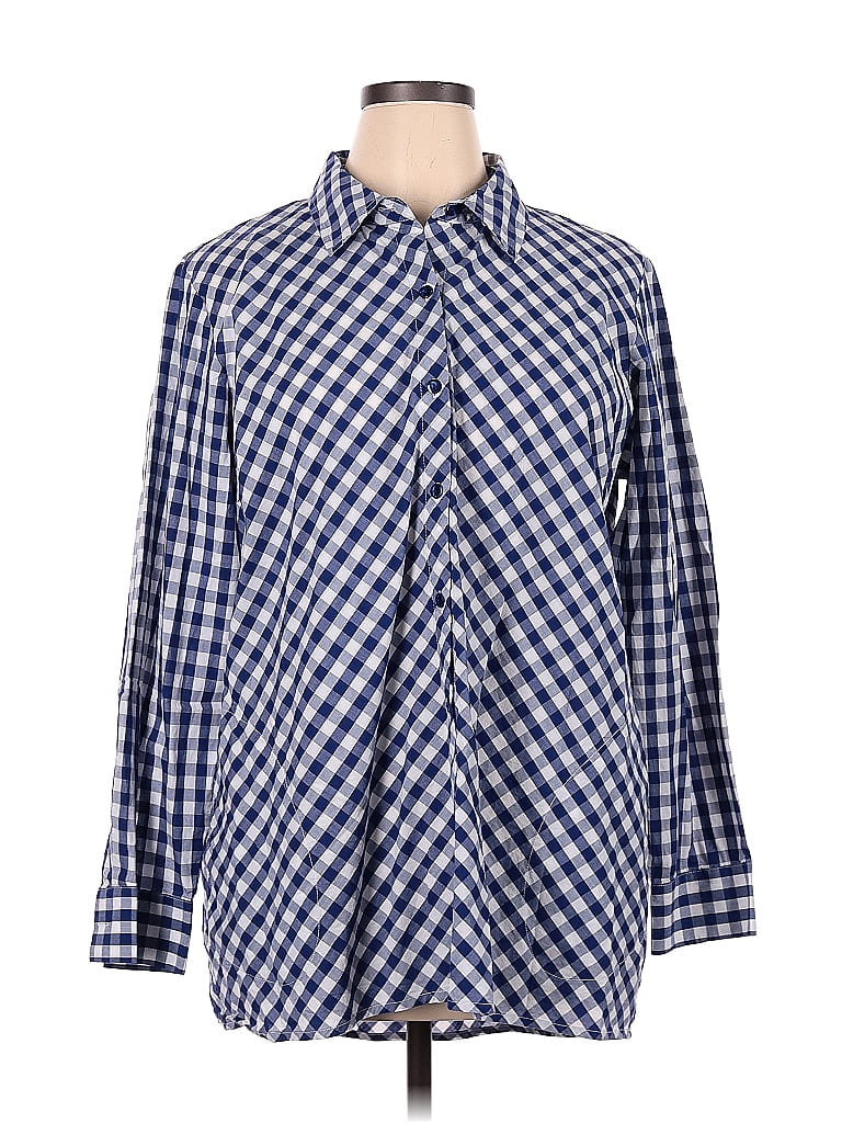 Joan Rivers 100% Cotton Blue Long Sleeve Button-Down Shirt Size XL - 82 ...