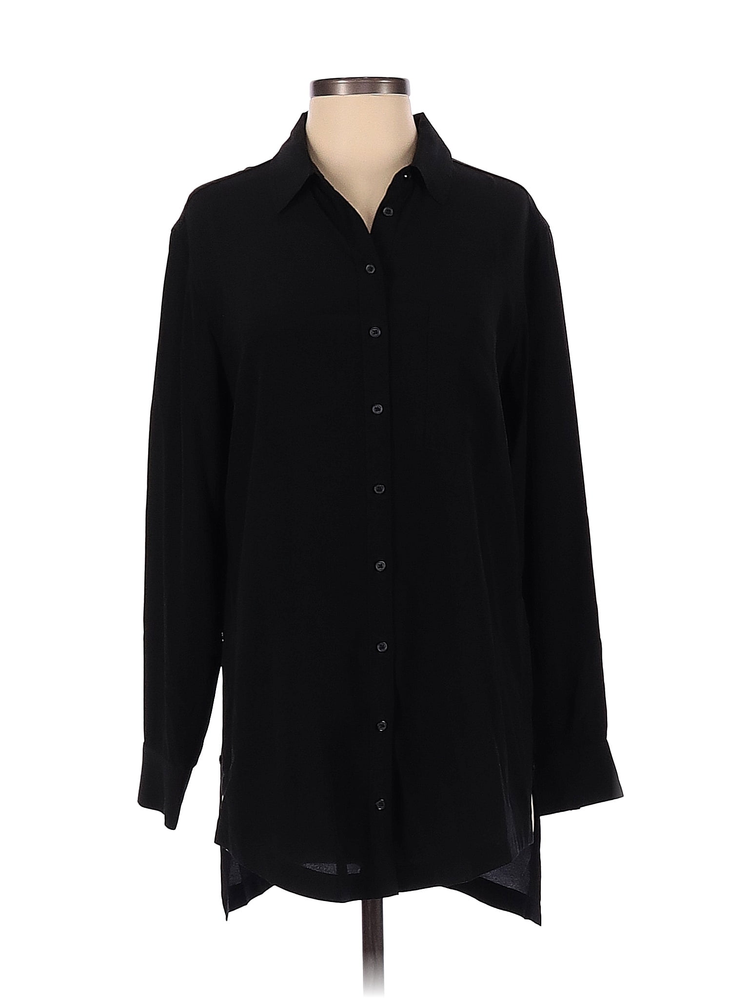 XS Black Long Sleeve Silk Knit Top main image 0
