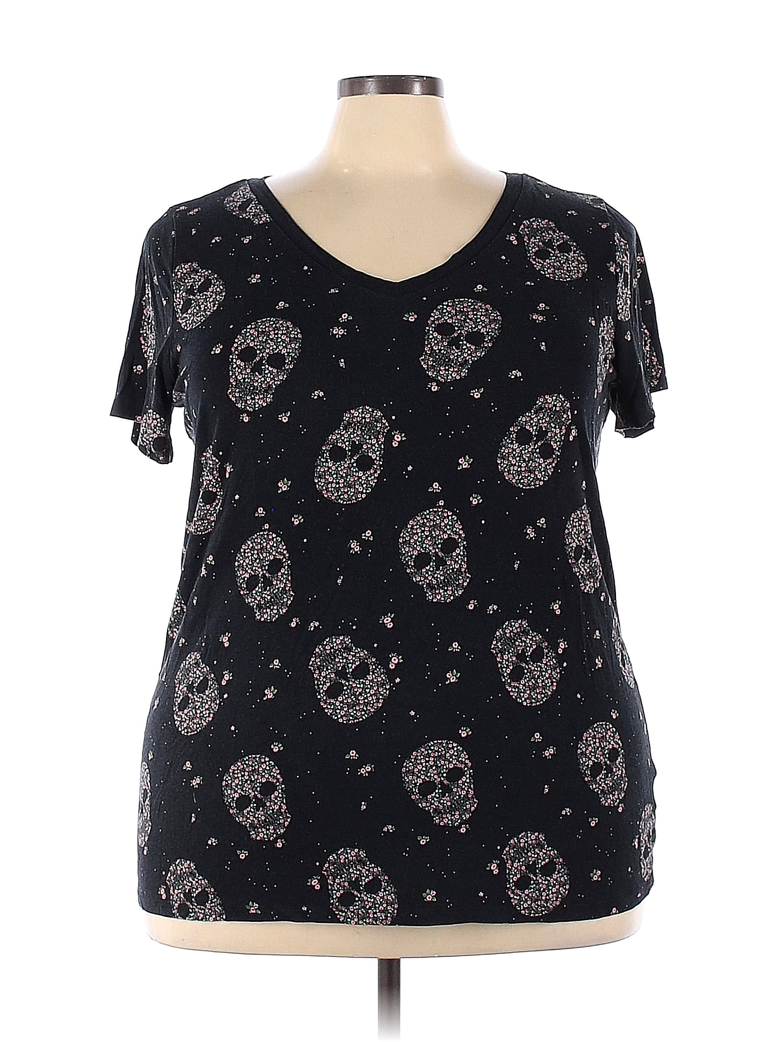 Torrid Graphic Floral Black Short Sleeve T-Shirt Size 3X Plus (3) (Plus ...