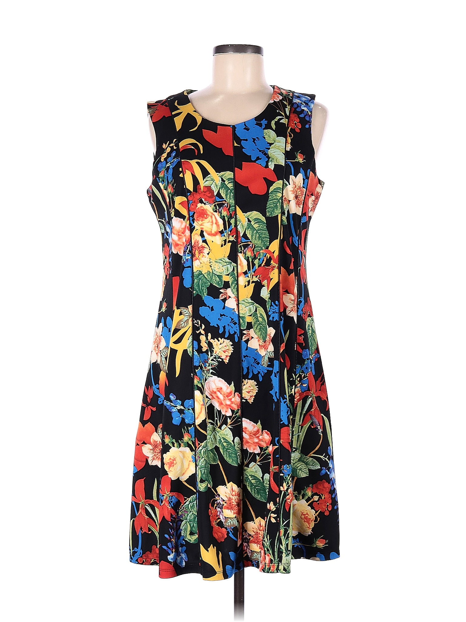 Anthony Richards Floral Multi Color Black Casual Dress Size M (Plus ...