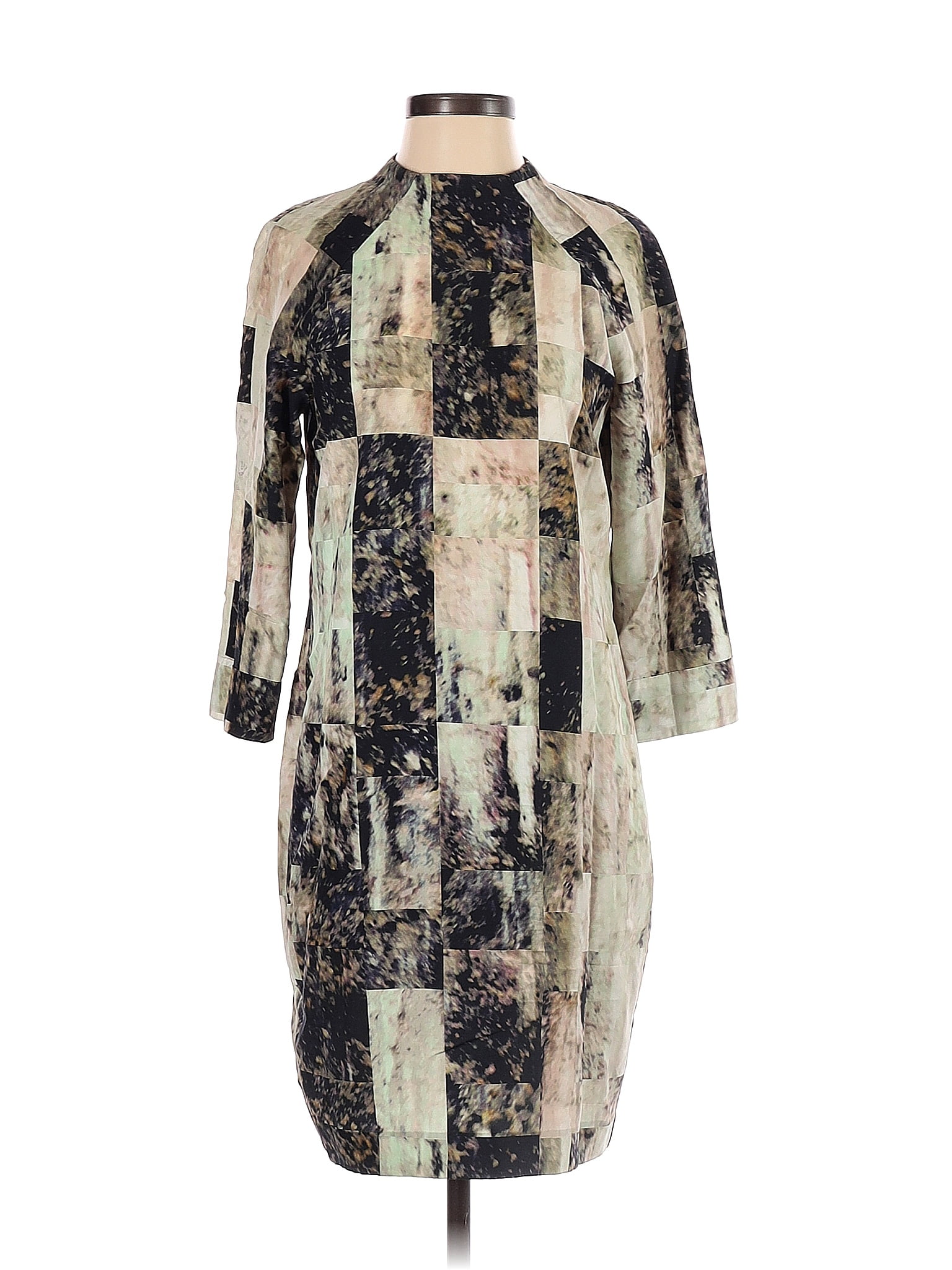 Whistles London 100 Silk Floral Multi Color Gray Casual Dress Size 4