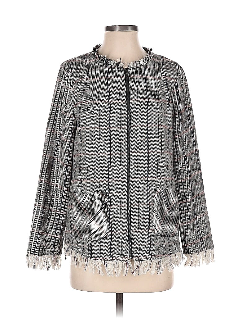 THML 100% Polyester Plaid Gray Jacket Size S - 77% off | ThredUp
