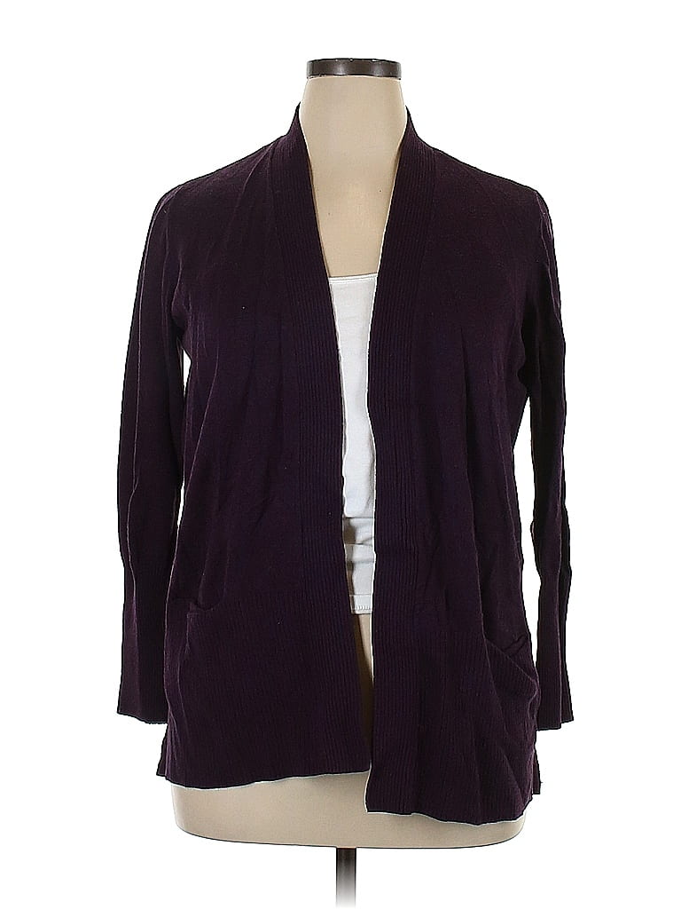 Sonoma Goods for Life Color Block Solid Purple Burgundy Cardigan Size ...