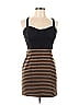 Lush Stripes Brown Black Casual Dress Size L - photo 1