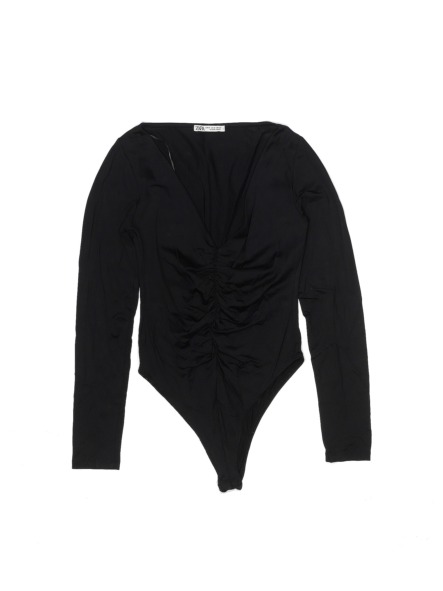 Zara Solid Black Bodysuit Size M 50 off thredUP