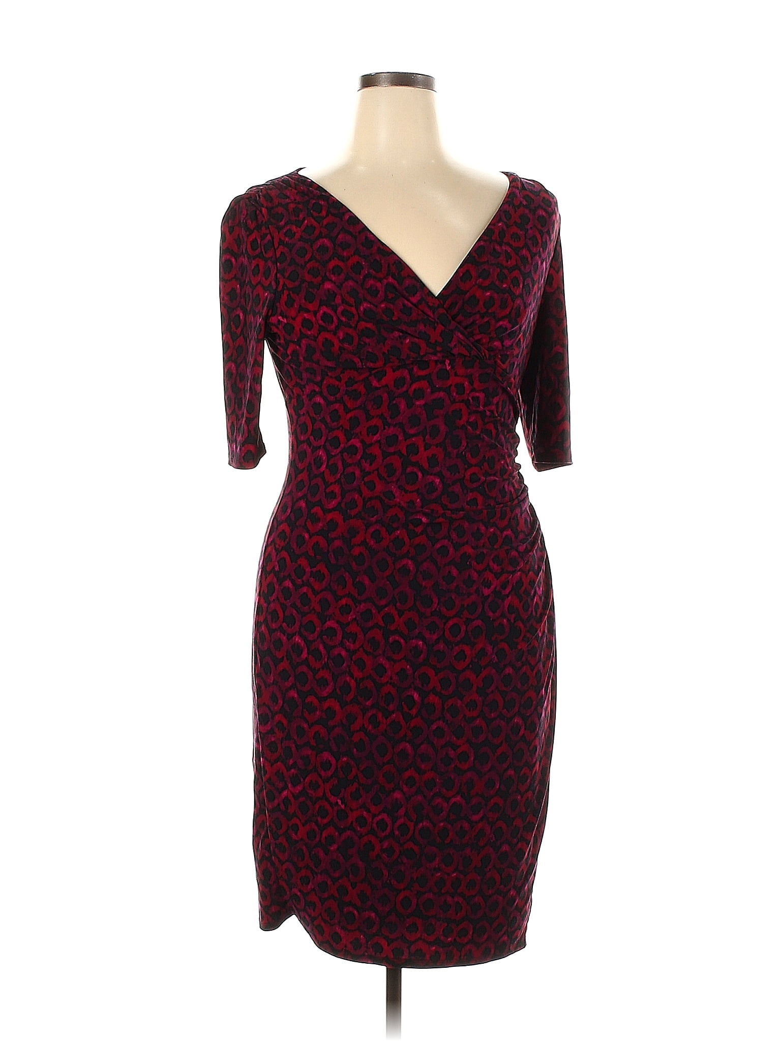 Lauren By Ralph Lauren Burgundy Casual Dress Size 14 - 66% Off 