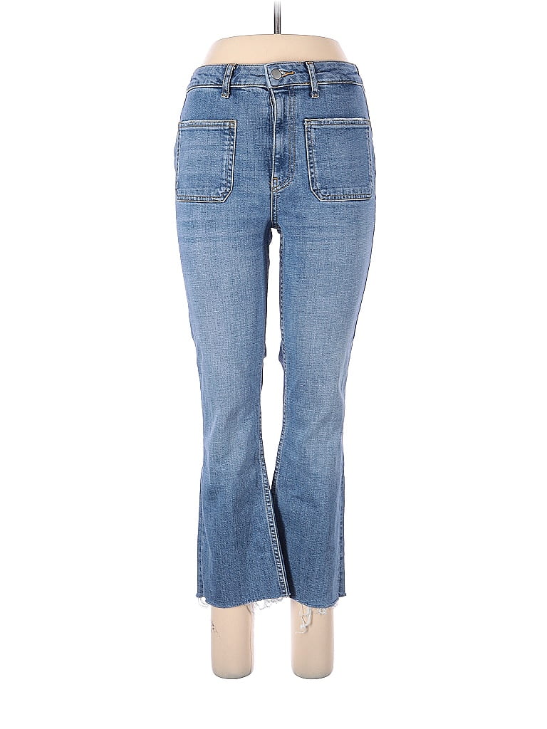 Zara Solid Blue Jeans Size 6 - 49% off | thredUP