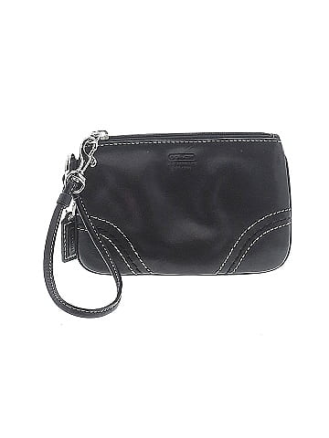 Coach 100 Leather Solid Black Leather Wristlet One Size 77 off