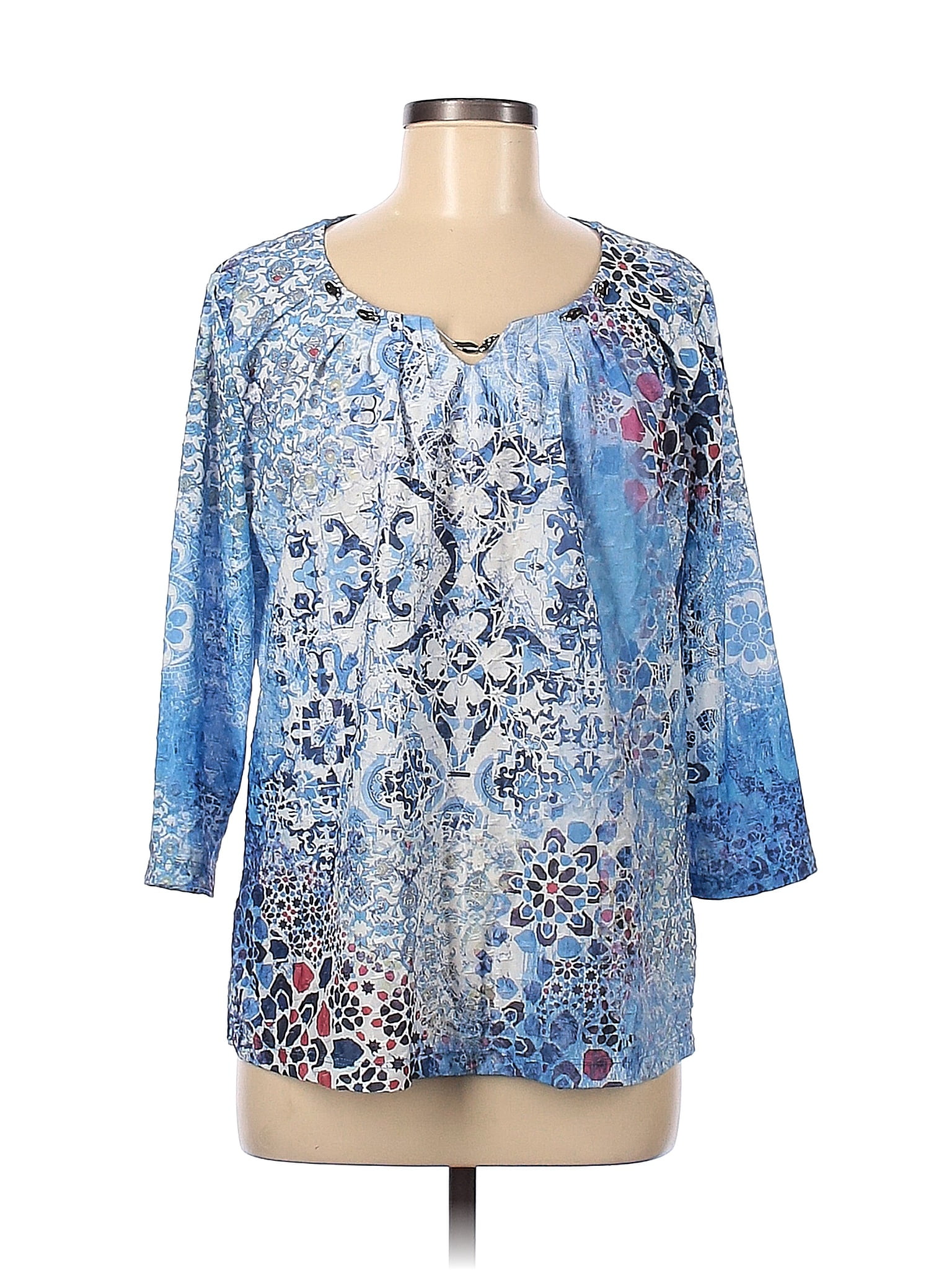 Rebecca Malone 100% Polyester Blue 3/4 Sleeve Blouse Size M - 40% off ...