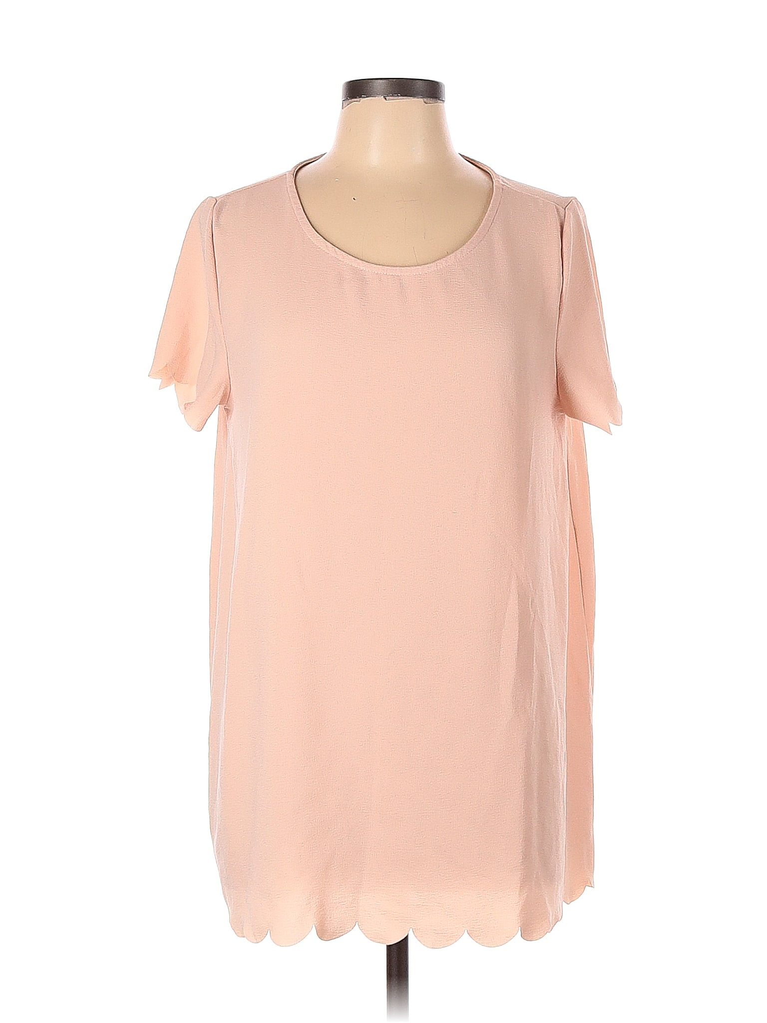 Pink Blush Solid Pink Short Sleeve Blouse Size L - 68% off | ThredUp