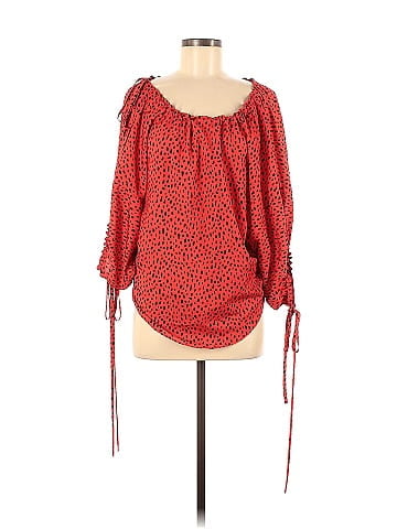 Derek Lam Collective Red Drawstring Balloon Blouse (view 1)