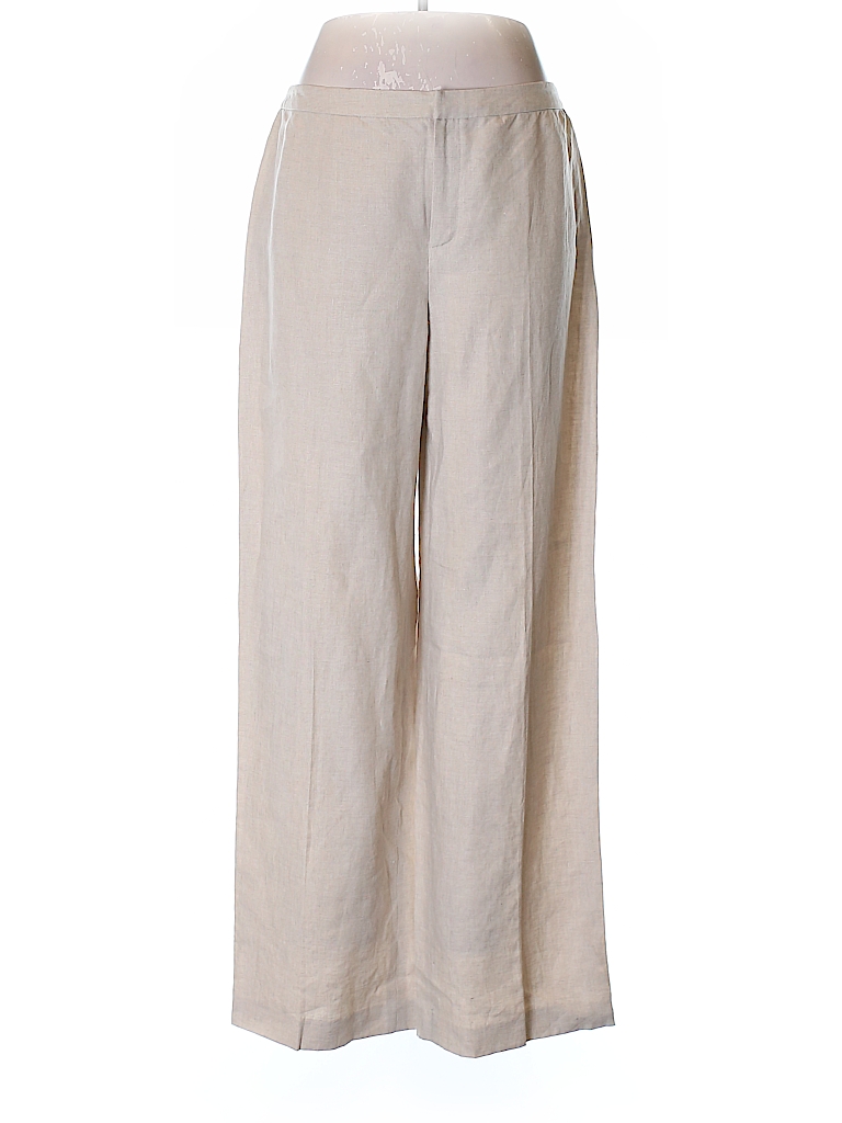 Linda Allard Ellen Tracy 100% Linen Solid Beige Linen Pants Size 12 ...