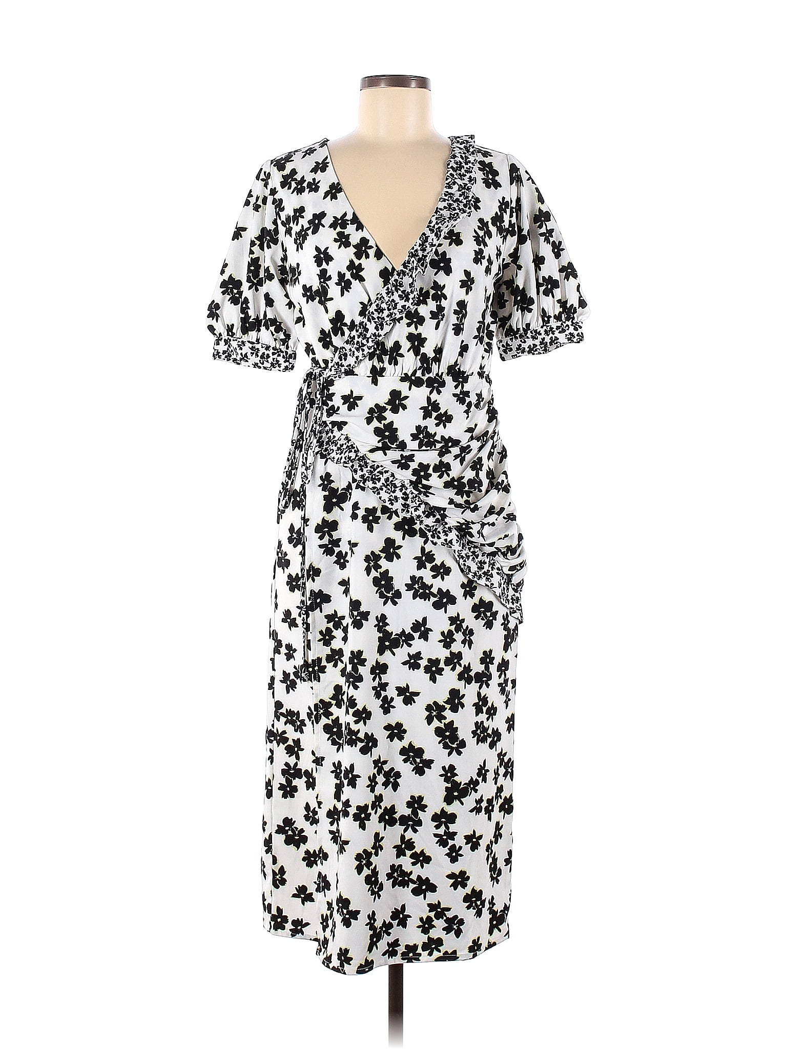 Love, Whit by Whitney Port White Floral Wrap Midi Dress Size M - 78% ...